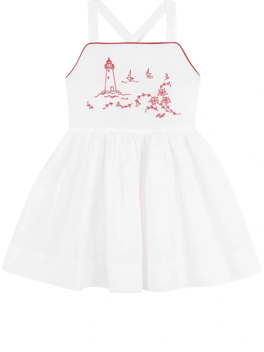 Ralph Lauren White Sundress with Red Embroidery